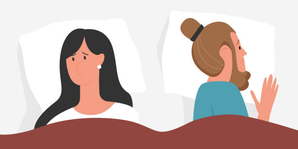 Couple séparé au lit - illustration pour effets de la pornographie.