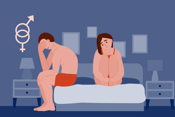 Couple au lit - illustration pour l'impuissance sexuelle.