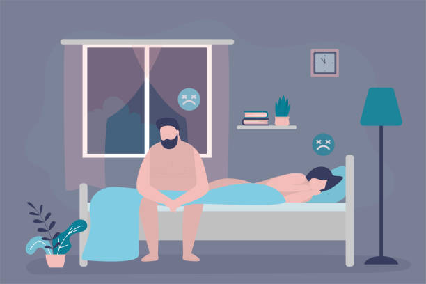 Couple au lit - illustration pour l'impuissanc emasculine.